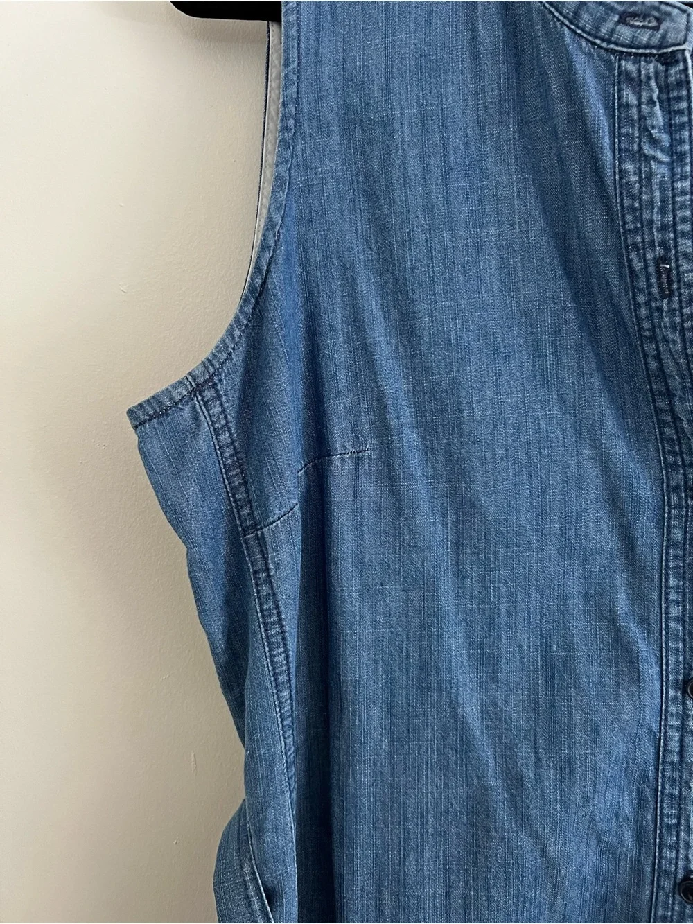 J.Crew Blue Denim Sleeveless Shirt Dress with Tie Waist | Size M